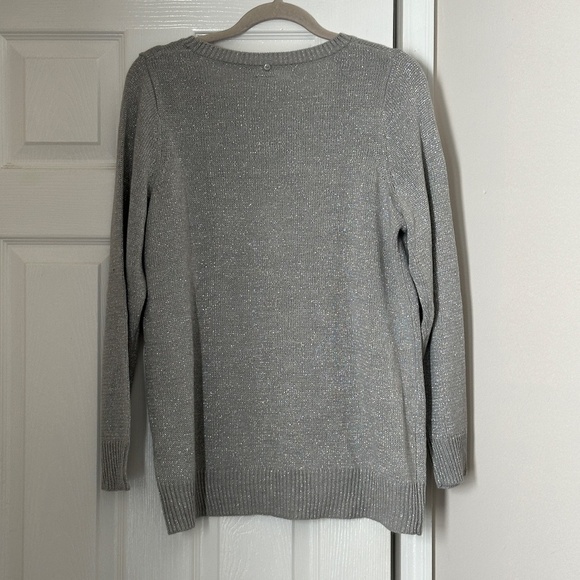 Avenue Metallic Silver Crewneck Sweater Size14/16 Plus Holiday - Picture 2 of 7